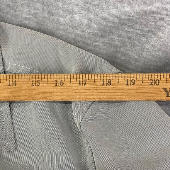 Theory Trench Coat PERKIN Mens Large Grey Long Military Style Nylon Blend Rain - Picture 13 of 15